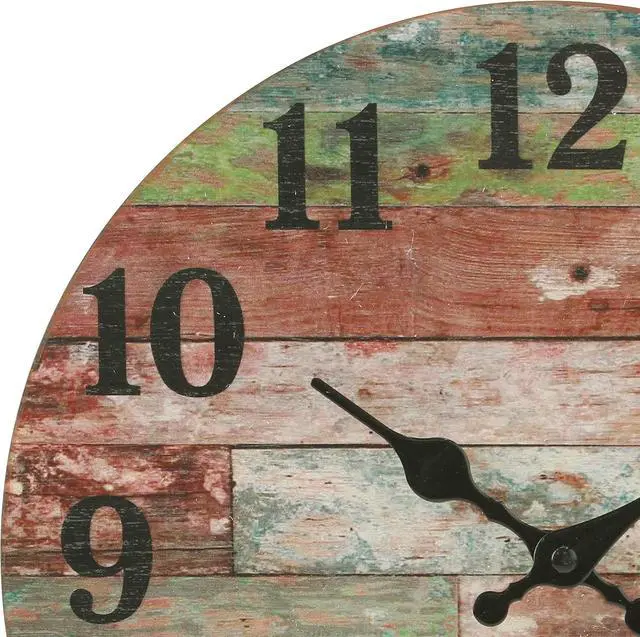 Alt view image 5 of 7 - Stonebriar Rustic 12 Inch Round Wooden Wall Clock, Battery Operated, Vintage Farmhouse Wall Decor for the Kitchen, Living Room, Bedroom, or Office
