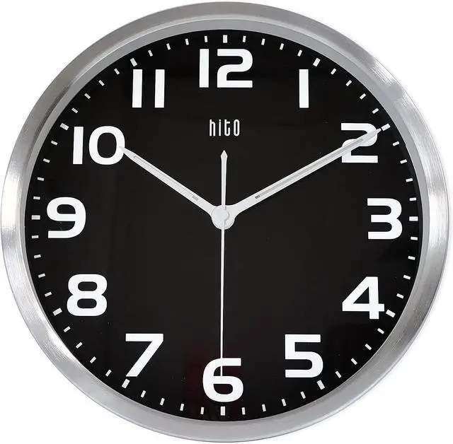 Alt view image 2 of 6 - HITO 12 Inch Night Light Wall Clock Battery Operated Brightness Adjustable, Metal Frame, Glass Cover(Hands + Numbers Illuminate)