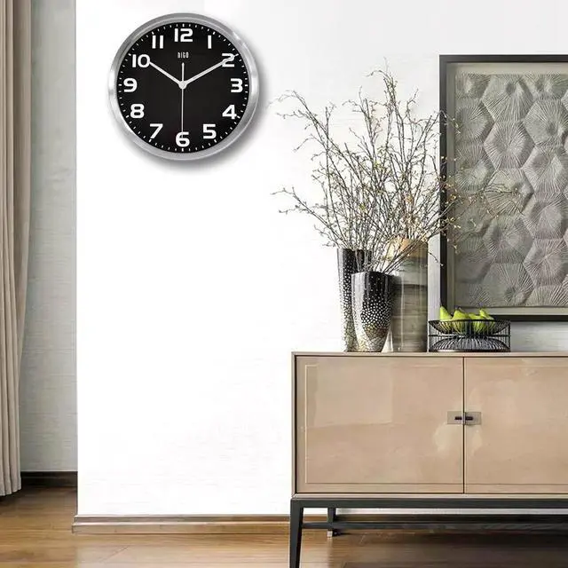 Alt view image 6 of 6 - HITO 12 Inch Night Light Wall Clock Battery Operated Brightness Adjustable, Metal Frame, Glass Cover(Hands + Numbers Illuminate)