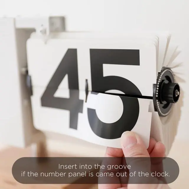 Alt view image 5 of 6 - mooas Classic Modern Wood Big Flip Desk Clock (Black), Retro Vintage Analog Design Auto Flip Clock Table Clock Large Number Battery Powered, Ideal for Home Office School Hotel Café