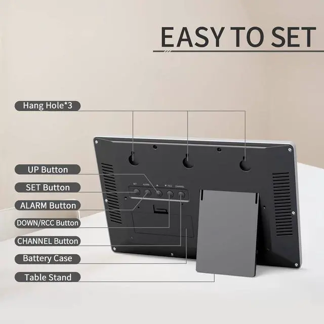 Alt view image 5 of 7 - LFF Atomic Clock 4.5" Numbers, Atomic Wall Clock with Indoor & Outdoor TemperatureNever Needs Setting, Battery Operated, Date, Time, Wireless Outdoor Sensor, Jumbo Display Easy to Read