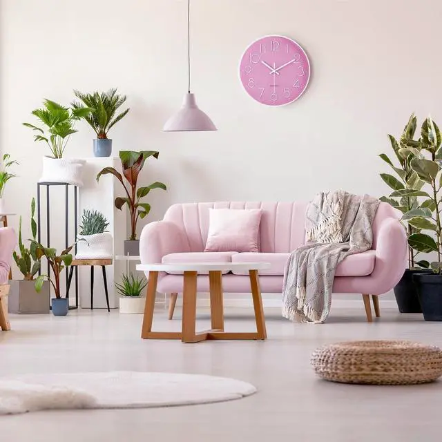Alt view image 3 of 7 - Lafocuse 12 Inch Pink Wall Clock Battery Operated for Kitchen Living Room, Silent Kids Analog Clock for Girls Bedroom, Pink Home Décor
