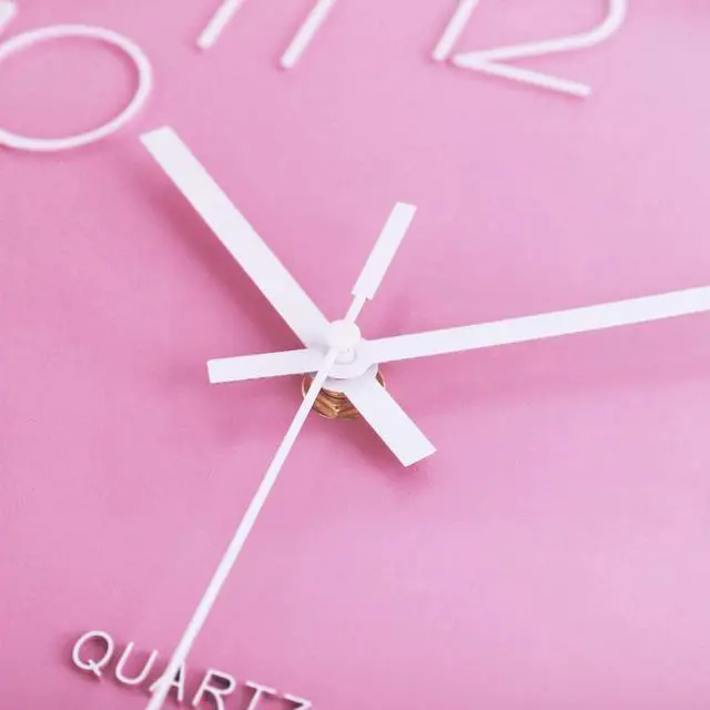 Alt view image 6 of 7 - Lafocuse 12 Inch Pink Wall Clock Battery Operated for Kitchen Living Room, Silent Kids Analog Clock for Girls Bedroom, Pink Home Décor