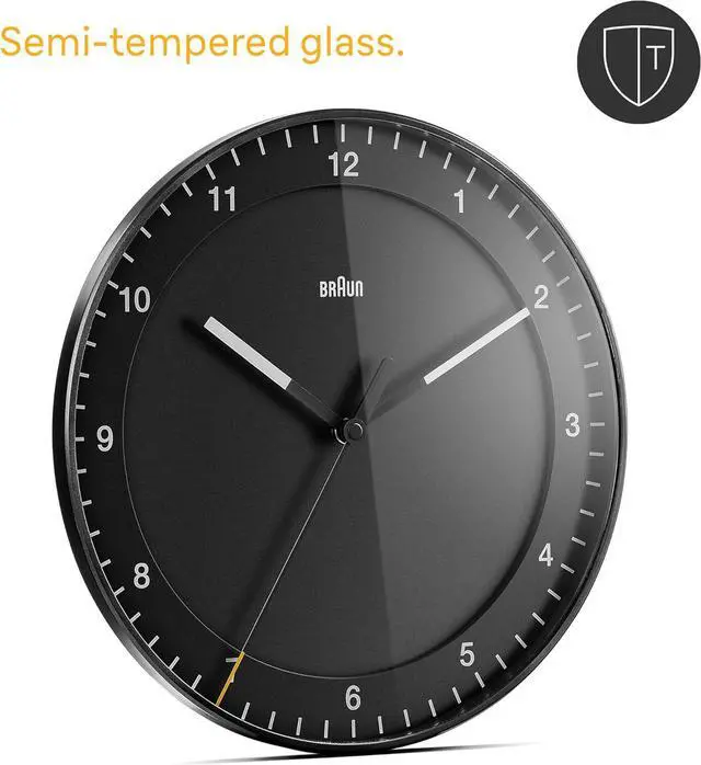 Alt view image 4 of 7 - Braun Classic Large Analogue Wall Clock with Silent Sweep Movement, Easy to Read, 30cm Diameter in Black, Model BC17B.