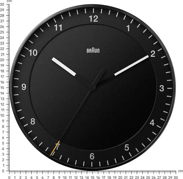 Alt view image 5 of 7 - Braun Classic Large Analogue Wall Clock with Silent Sweep Movement, Easy to Read, 30cm Diameter in Black, Model BC17B.