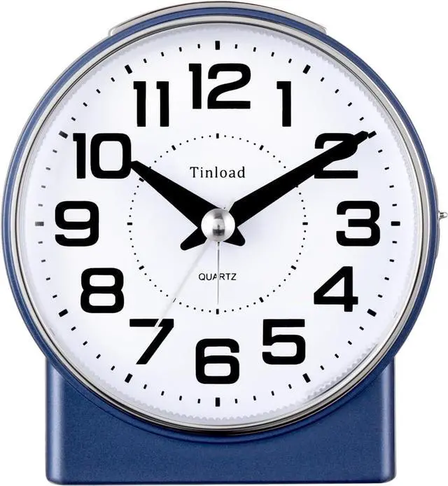 Main image of 4.3" No Ticking Analog Alarm Clock,Silent Readable for Seniors,Easy to Set,Gradual Rise Alarm,Big Numbers,On/Off Switch on Side,Gentle Wake,Snooze,Lighted on Demand,Battery Operated,Blue