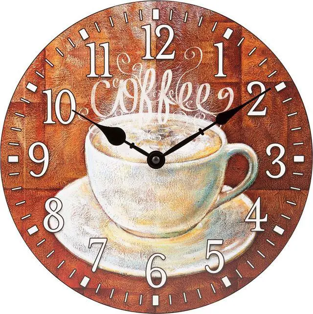 Main image of La Crosse Clock 404-2631C-INT 12-Inch Round Coffee Decorative Quartz Analog Wall Clock