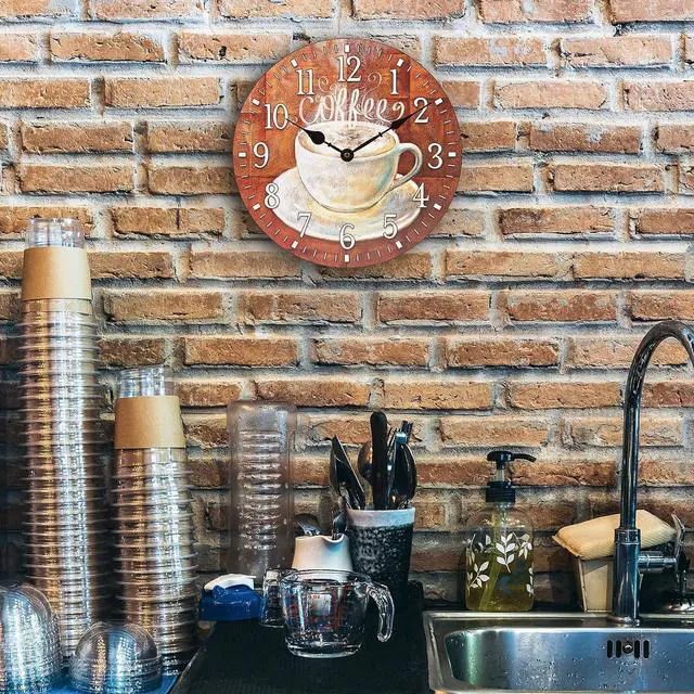 Alt view image 7 of 7 - La Crosse Clock 404-2631C-INT 12-Inch Round Coffee Decorative Quartz Analog Wall Clock