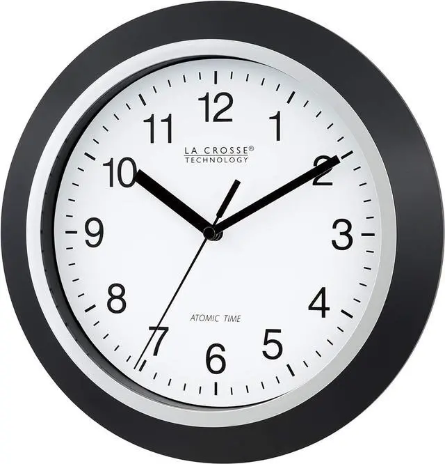 Alt view image 2 of 6 - La Crosse Technology WT-3102B 10-Inch WWVB Self-set Analog Wall Clock and automatic DST reset,Black/silver