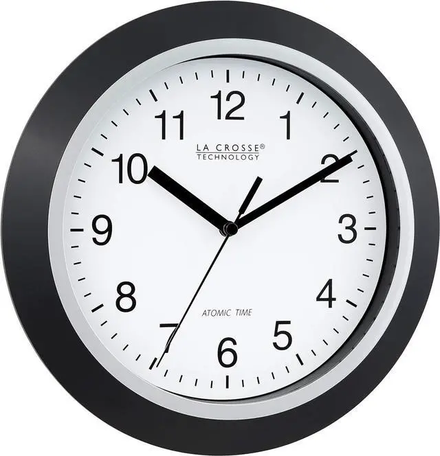 Alt view image 3 of 6 - La Crosse Technology WT-3102B 10-Inch WWVB Self-set Analog Wall Clock and automatic DST reset,Black/silver