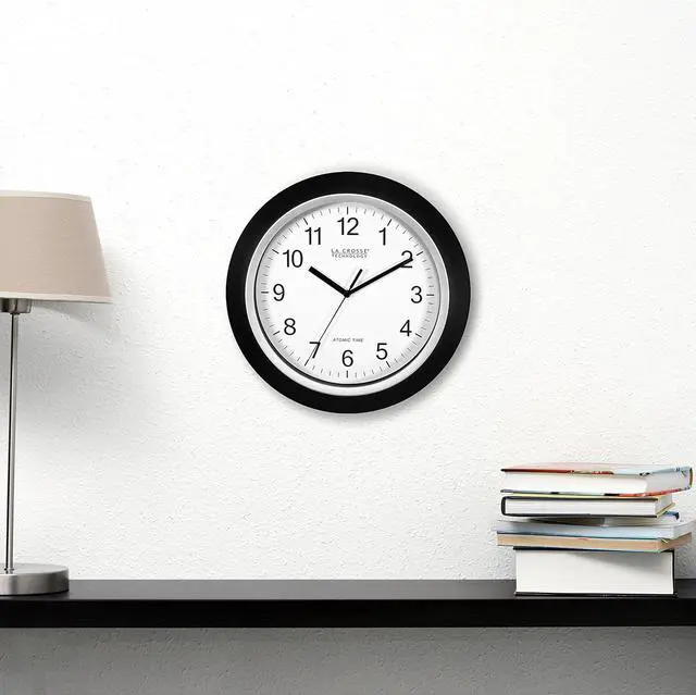 Alt view image 5 of 6 - La Crosse Technology WT-3102B 10-Inch WWVB Self-set Analog Wall Clock and automatic DST reset,Black/silver