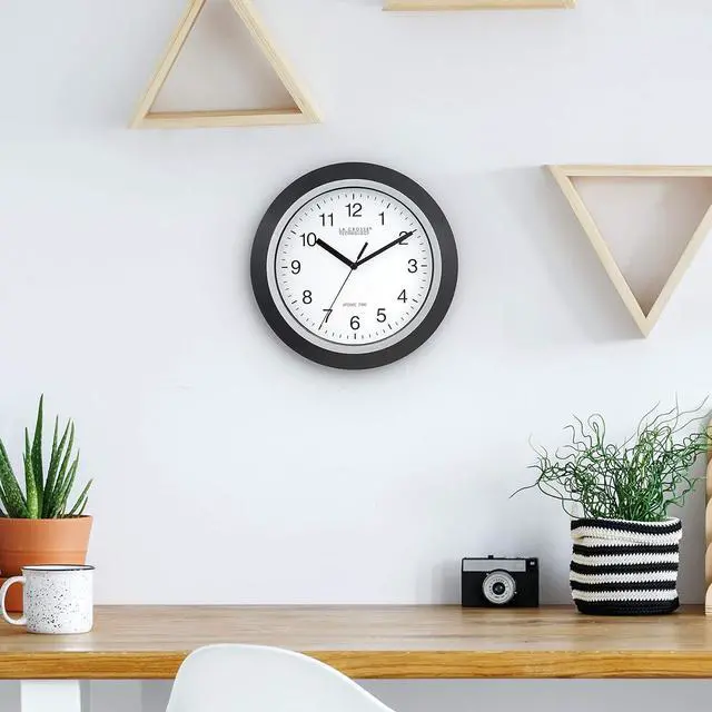 Alt view image 6 of 6 - La Crosse Technology WT-3102B 10-Inch WWVB Self-set Analog Wall Clock and automatic DST reset,Black/silver