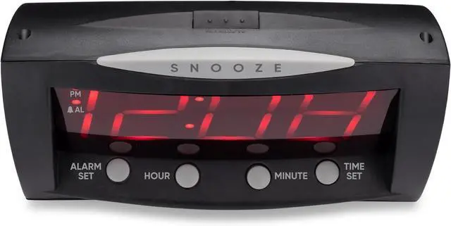 Alt view image 3 of 6 - Westclox Digital Alarm Clock for Bedroom or Office, Large 1.8" Red LED Display with Oversized Snooze Bar, Corded with Battery Backup, (Black, 8-Inch)