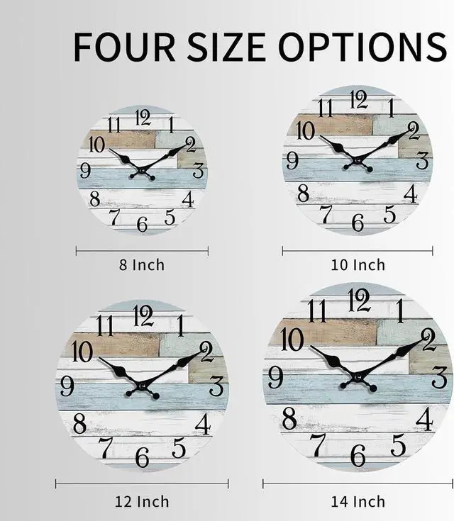 Alt view image 2 of 7 - Wall Clock Battery Operated 12 Inch Silent Non Ticking Coastal Design Country Rustic Retro Decorative for Bathroom Kitchen Living Room Bedroom