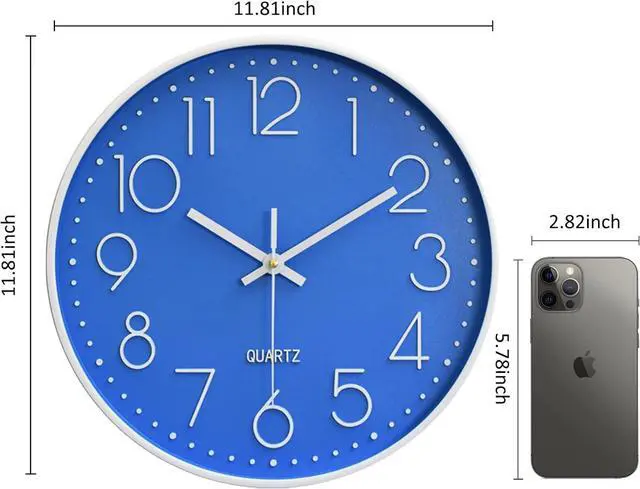 Alt view image 2 of 6 - Large Digital Wall Clock 12 Inch Simple Silent Wall Clocks Decorative Clock for Bathroom, Living Room, Kitchen, Classroom, Office Easy to Read - Blue