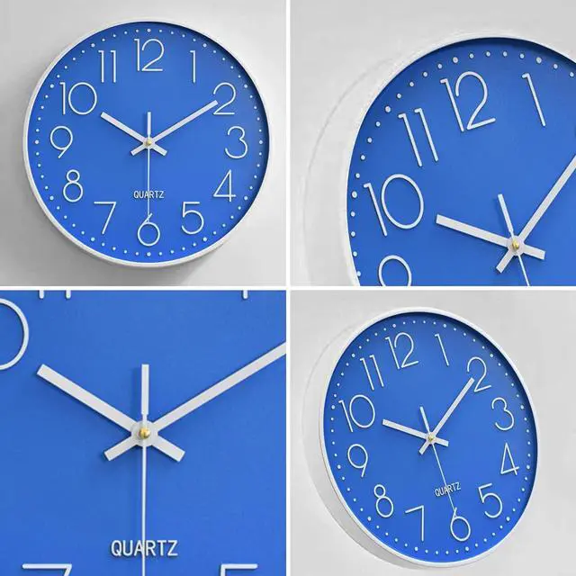 Alt view image 3 of 6 - Large Digital Wall Clock 12 Inch Simple Silent Wall Clocks Decorative Clock for Bathroom, Living Room, Kitchen, Classroom, Office Easy to Read - Blue