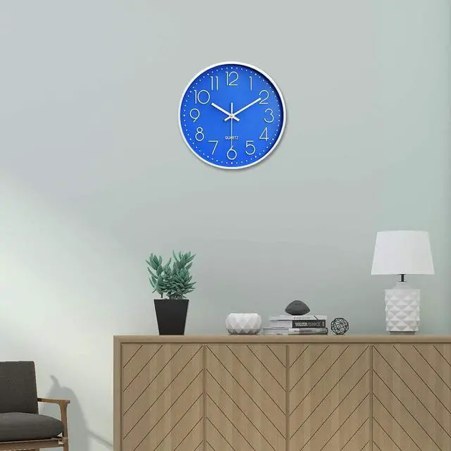 Alt view image 5 of 6 - Large Digital Wall Clock 12 Inch Simple Silent Wall Clocks Decorative Clock for Bathroom, Living Room, Kitchen, Classroom, Office Easy to Read - Blue