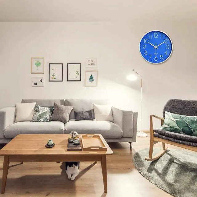 Alt view image 6 of 6 - Large Digital Wall Clock 12 Inch Simple Silent Wall Clocks Decorative Clock for Bathroom, Living Room, Kitchen, Classroom, Office Easy to Read - Blue