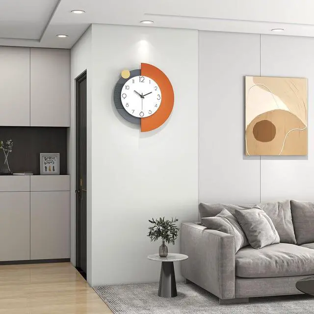 Alt view image 2 of 7 - FLEBLE Modern Wall Clocks for Living Room Decor Large Decorative Wall Clock Battery Operated for Bedroom Office Kitchen Home Black Wood Silent Wall Clock Non Ticking 14x16 inches