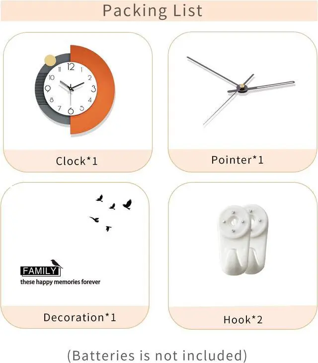 Alt view image 6 of 7 - FLEBLE Modern Wall Clocks for Living Room Decor Large Decorative Wall Clock Battery Operated for Bedroom Office Kitchen Home Black Wood Silent Wall Clock Non Ticking 14x16 inches