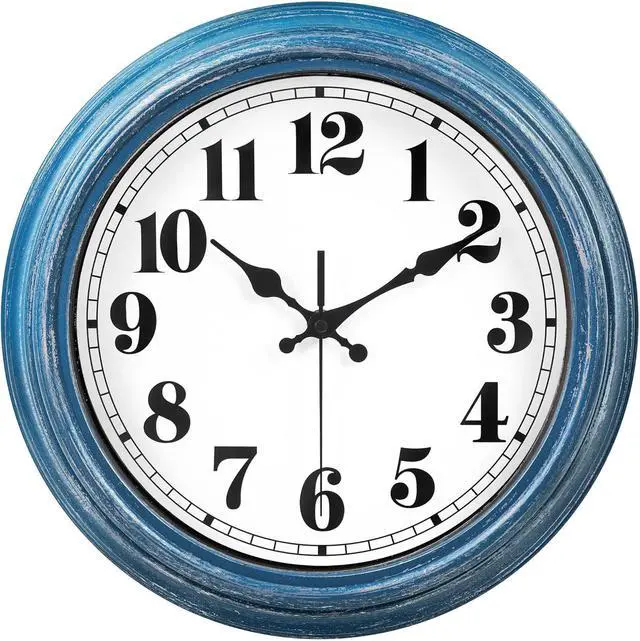 Main image of JENLYSTIME 12 Inch Retro Wall Clock Silent Non Ticking Battery Operated Movement Easy to Read Wall Clocks Decorate for Bedroom Living Room Kitchen Office(Blue)