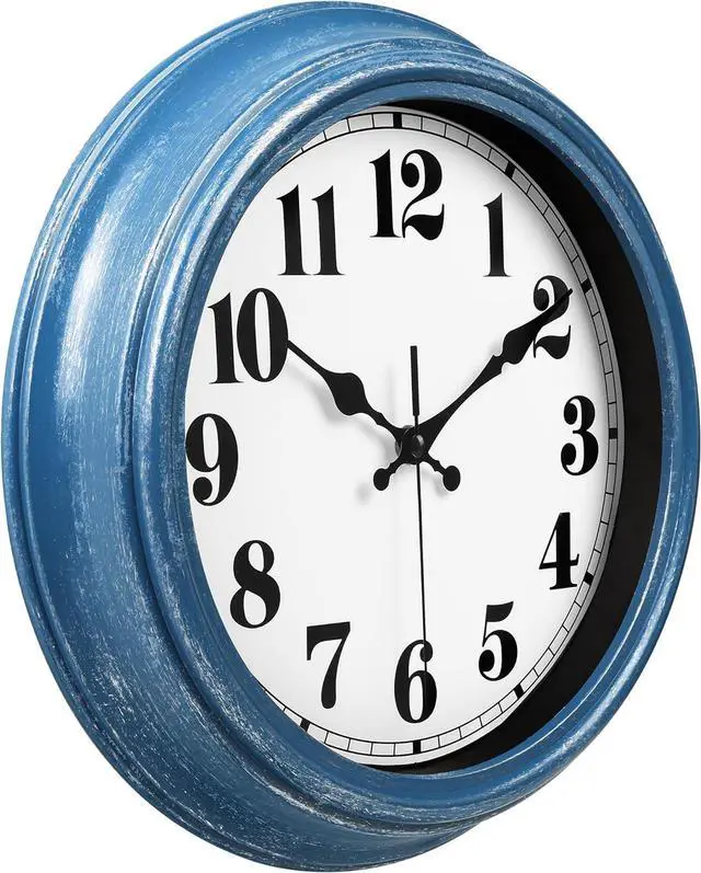 Alt view image 2 of 7 - JENLYSTIME 12 Inch Retro Wall Clock Silent Non Ticking Battery Operated Movement Easy to Read Wall Clocks Decorate for Bedroom Living Room Kitchen Office(Blue)