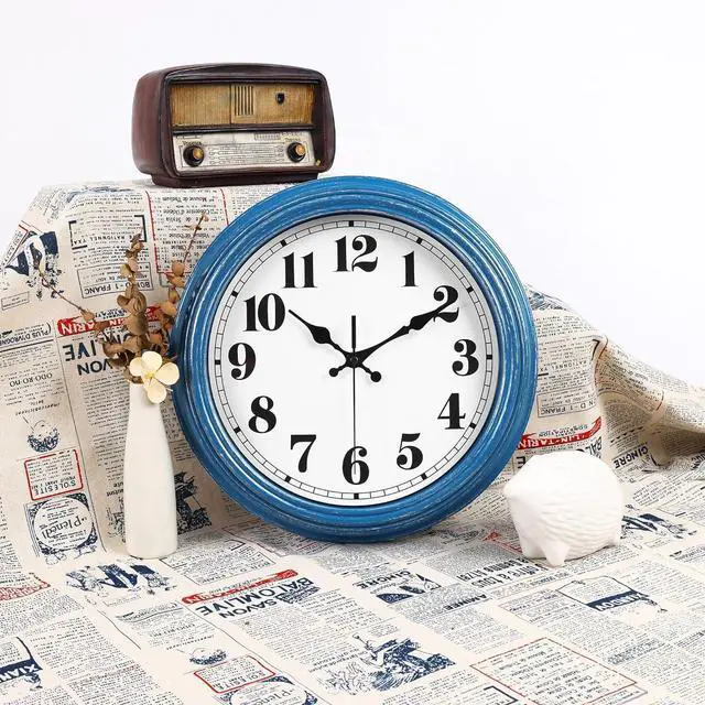 Alt view image 3 of 7 - JENLYSTIME 12 Inch Retro Wall Clock Silent Non Ticking Battery Operated Movement Easy to Read Wall Clocks Decorate for Bedroom Living Room Kitchen Office(Blue)