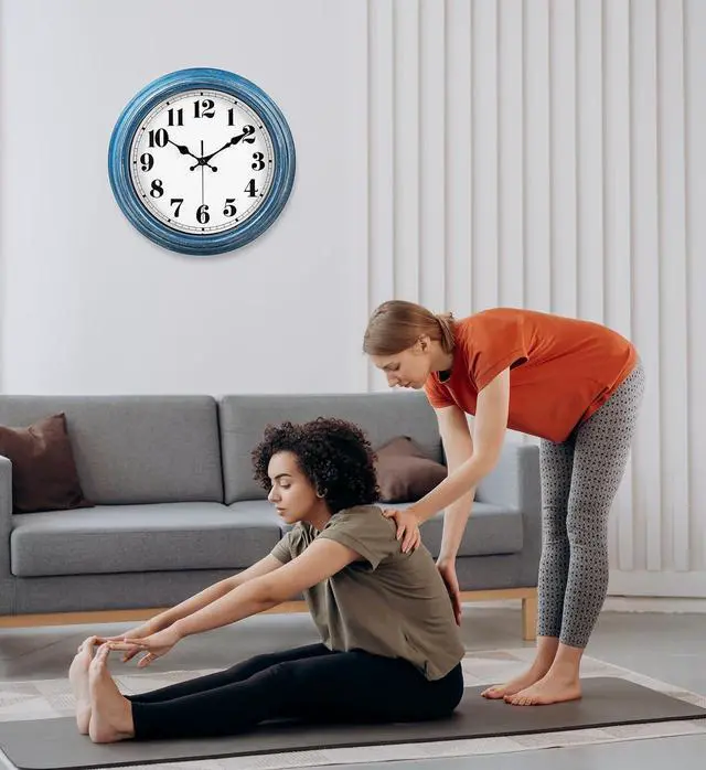 Alt view image 6 of 7 - JENLYSTIME 12 Inch Retro Wall Clock Silent Non Ticking Battery Operated Movement Easy to Read Wall Clocks Decorate for Bedroom Living Room Kitchen Office(Blue)