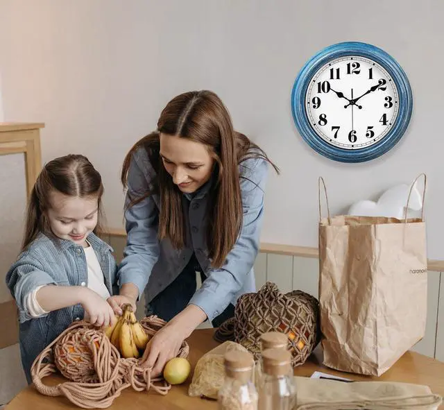 Alt view image 7 of 7 - JENLYSTIME 12 Inch Retro Wall Clock Silent Non Ticking Battery Operated Movement Easy to Read Wall Clocks Decorate for Bedroom Living Room Kitchen Office(Blue)