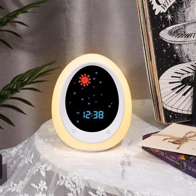 Alt view image 6 of 7 - Kids Alarm Clock, Toddler Sleep Training Clock with Sun & Moon, Sound Machine, Night Light, Ok to Wake Alarm Clock for Children