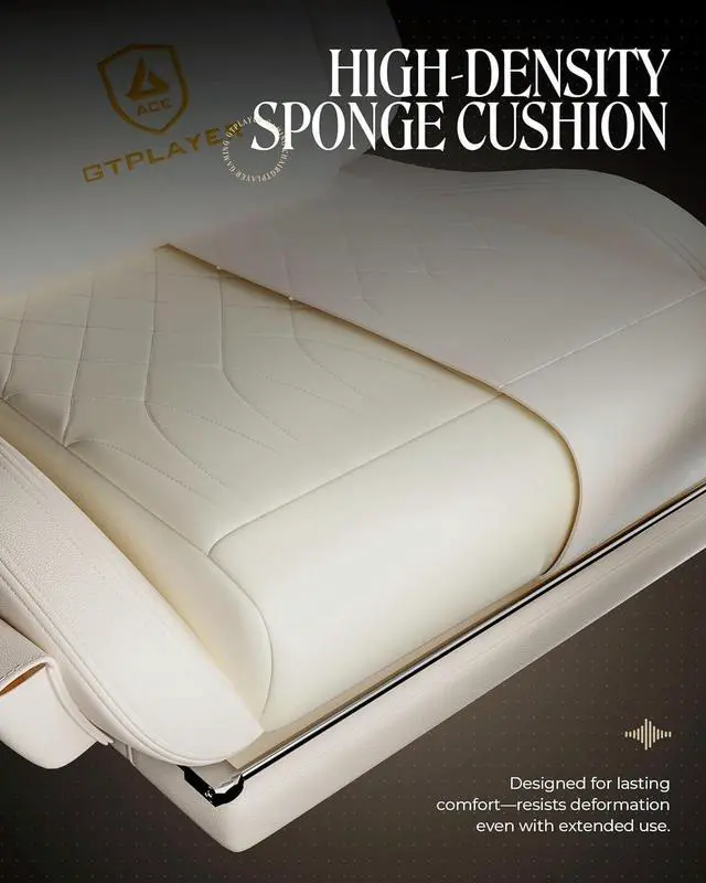 Alt view image 7 of 7 - GTPLAYER Gaming Chair with Speakers, Video Game Chairs with Footrest, PC Gamer Chairs for Adults - Padded High Back Ergonomic Reclining Silla Gamer, Linkage Armrest, Ace Pro, Ivory