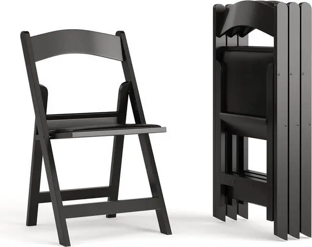 Main image of Flash Furniture Hercules Series Folding Chairs for Weddings and Formal Events, Stackable Commercial Event Seats with 1,000-lb. Static Weight Capacity, Set of 4, Black