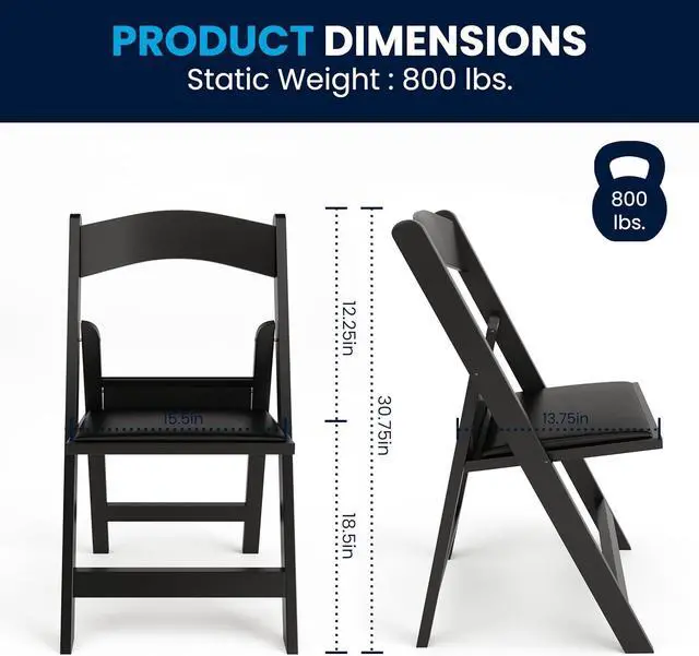 Alt view image 3 of 7 - Flash Furniture Hercules Series Folding Chairs for Weddings and Formal Events, Stackable Commercial Event Seats with 1,000-lb. Static Weight Capacity, Set of 4, Black