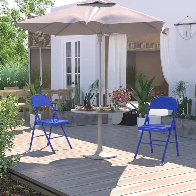 Alt view image 7 of 7 - VECELO Metal Folding Chairs 4 Pack, Double Hinged Steel Frame Easy Foldable&Stackable for Office Kitchen Dinning Wedding Patio and Garden