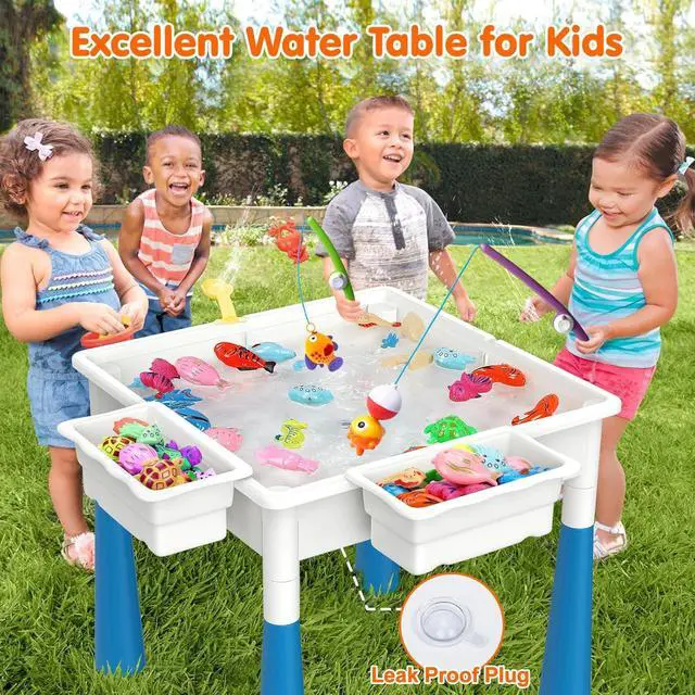 Alt view image 2 of 7 - Arscniek Toddlers Activity Table 7 in 1 Kids Activity Tables and Chair Set with 152Pcs Large Marble Run Building Blocks, Sand/Water Tables, Kids Learning Play Table Toys for Girls Boys Toddler Age 3-7
