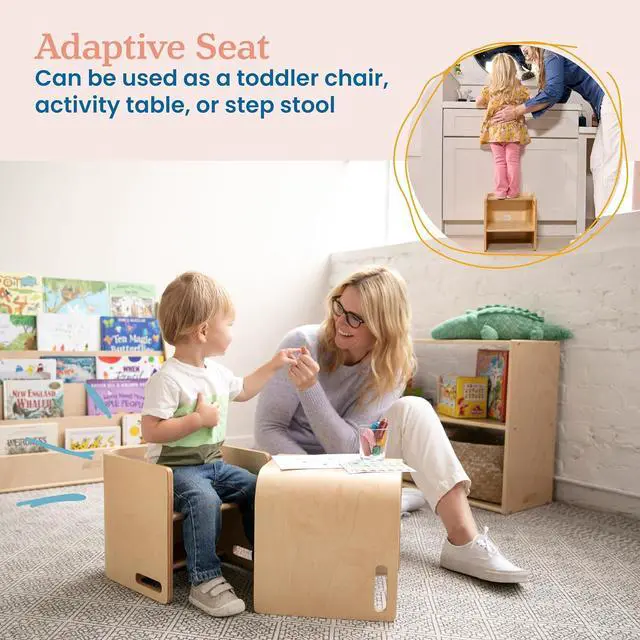 Alt view image 4 of 7 - ECR4Kids Bentwood Multipurpose Cube Chair, Kids Furniture, Natural
