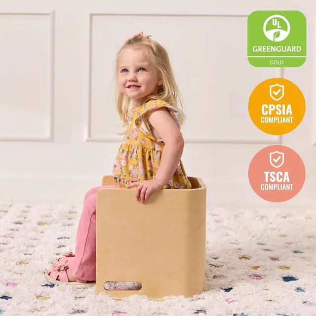 Alt view image 6 of 7 - ECR4Kids Bentwood Multipurpose Cube Chair, Kids Furniture, Natural