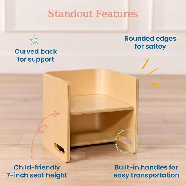 Alt view image 5 of 7 - ECR4Kids Bentwood Multipurpose Cube Chair, Kids Furniture, Natural