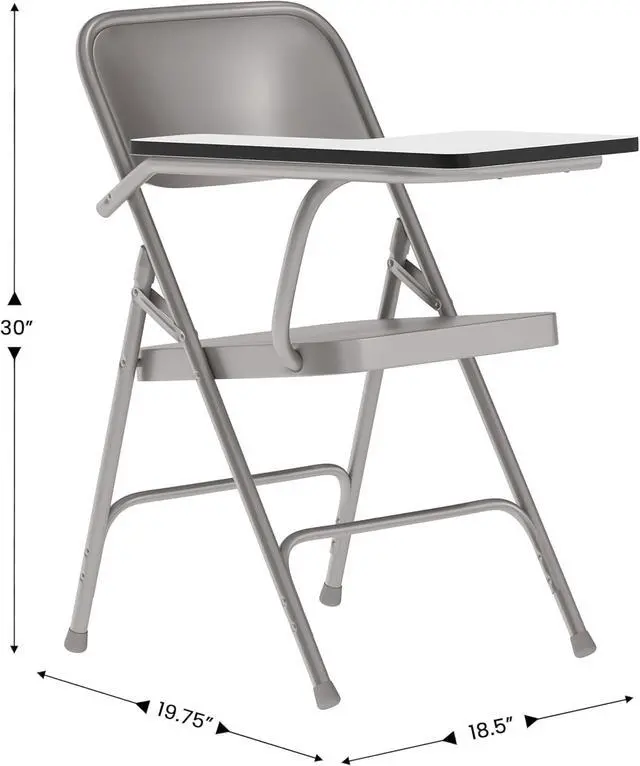 Alt view image 3 of 7 - Flash Furniture Rutherford Steel Folding Chair with Right Handed Tablet Arm, Commercial Foldable Conference Room Tablet Arm Chair, Set of 2, Gray