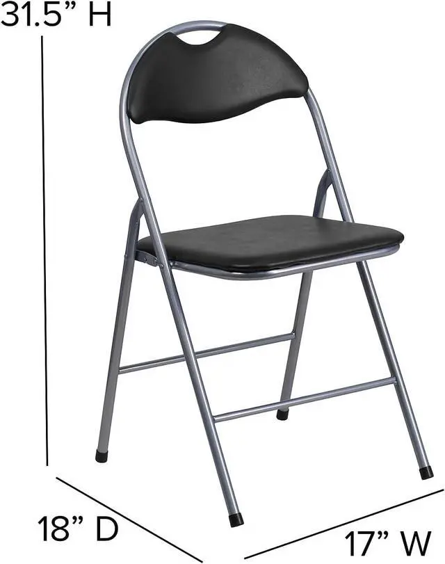 Alt view image 3 of 7 - Flash Furniture 2 Pack HERCULES Series Black Vinyl Metal Folding Chair with Carrying Handle