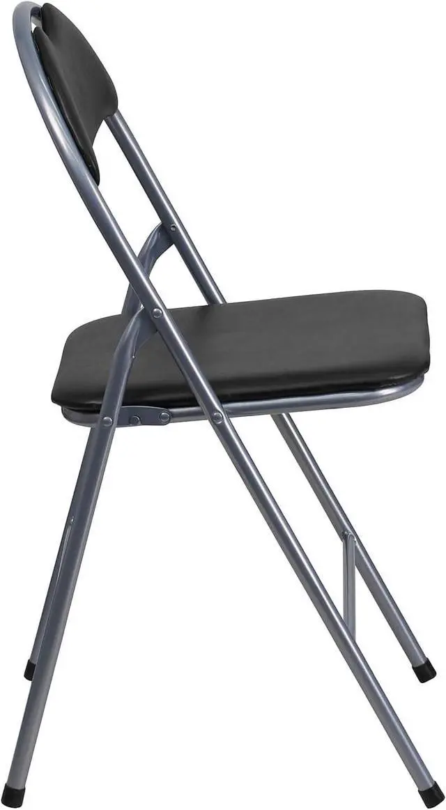 Alt view image 6 of 7 - Flash Furniture 2 Pack HERCULES Series Black Vinyl Metal Folding Chair with Carrying Handle