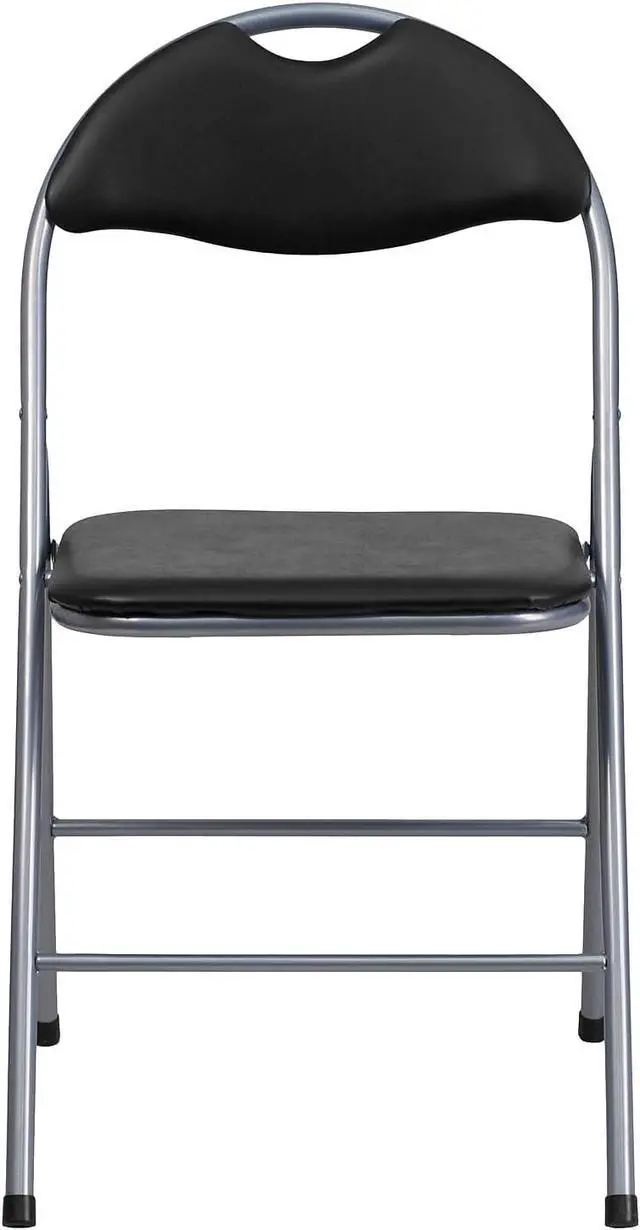 Alt view image 7 of 7 - Flash Furniture 2 Pack HERCULES Series Black Vinyl Metal Folding Chair with Carrying Handle