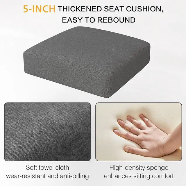 Alt view image 5 of 7 - Upholstered Dining Chairs Set of 2,Tufted Parsons Kitchen Chair with Solid Wood Legs, Modern Fabric Side Chair for Dining Room/Restaurant(2pcs,Gray)