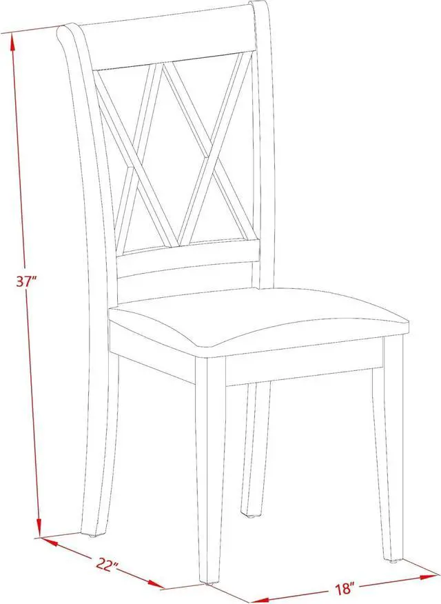 Alt view image 3 of 7 - East West Furniture CLC-LWH-W Clarksville Dining Room Chairs - Double Cross Back Wood Seat Chairs, Set of 2, Linen White