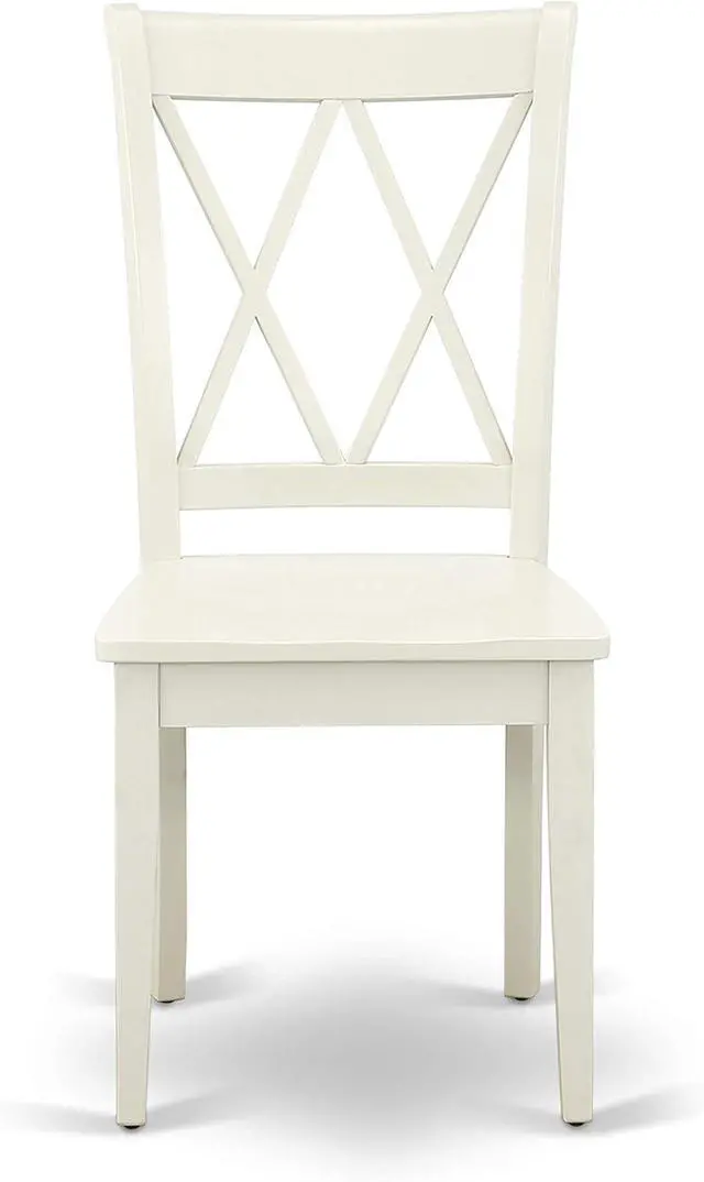 Alt view image 4 of 7 - East West Furniture CLC-LWH-W Clarksville Dining Room Chairs - Double Cross Back Wood Seat Chairs, Set of 2, Linen White