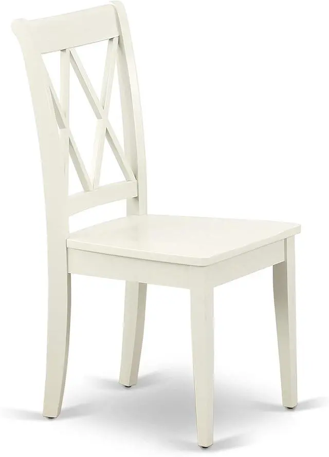 Alt view image 5 of 7 - East West Furniture CLC-LWH-W Clarksville Dining Room Chairs - Double Cross Back Wood Seat Chairs, Set of 2, Linen White