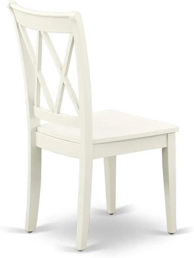 Alt view image 7 of 7 - East West Furniture CLC-LWH-W Clarksville Dining Room Chairs - Double Cross Back Wood Seat Chairs, Set of 2, Linen White