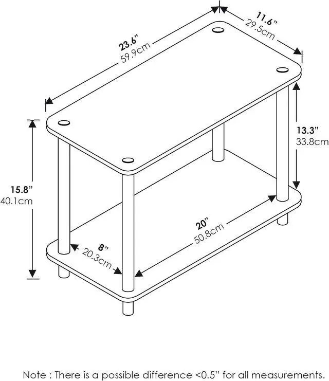Alt view image 3 of 6 - Furinno Turn-N-Tube 2-Tier Shelves/End Tables Set, 2-Pack, Beech/White