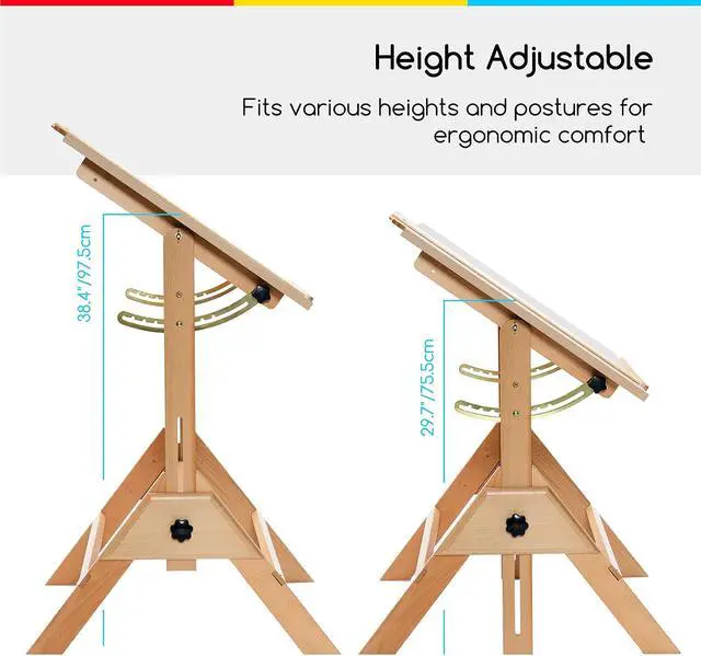 Alt view image 7 of 7 - MEEDEN Wood Drafting Table & Stool: 35.5" x 23.5" Art Desk and Stool Set