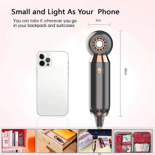 Alt view image 3 of 6 - Portable Hair Dryer - 800W Constant Heat Control Hairdryer Protect Hair, with ALCI Safety Plug High Airflow Lightweight Mini Blow Dryer for Home Hotel and Travel